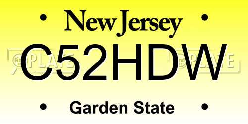 C52HDW New Jersey License Plate