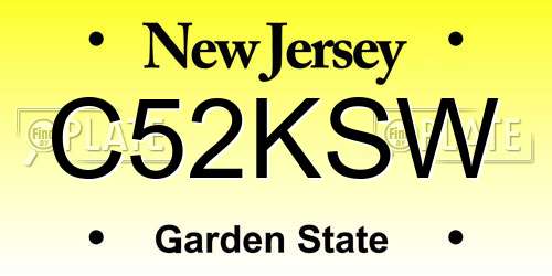 C52KSW New Jersey License Plate