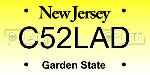 C52LAD New Jersey License Plate
