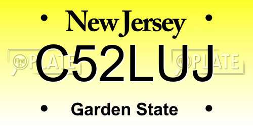 C52LUJ New Jersey License Plate