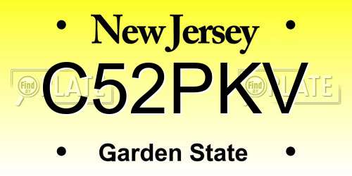C52PKV New Jersey License Plate