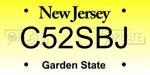 C52SBJ New Jersey License Plate