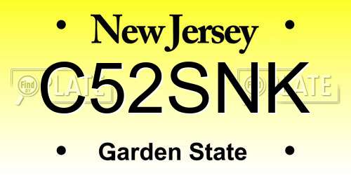 C52SNK New Jersey License Plate