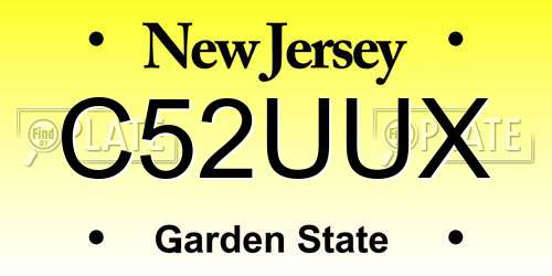 C52UUX New Jersey License Plate