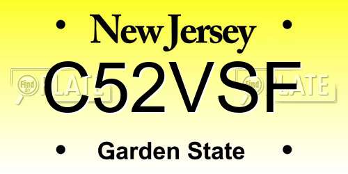 C52VSF New Jersey License Plate