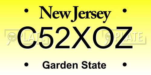 C52XOZ New Jersey License Plate