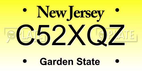 C52XQZ New Jersey License Plate