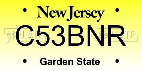 C53BNR New Jersey License Plate