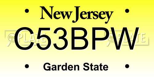 C53BPW New Jersey License Plate