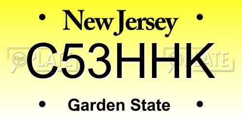 C53HHK New Jersey License Plate