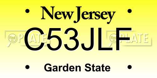C53JLF New Jersey License Plate