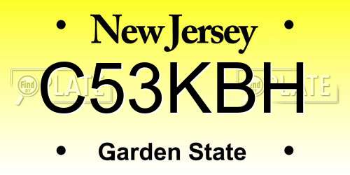 C53KBH New Jersey License Plate