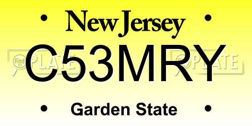 C53MRY New Jersey License Plate