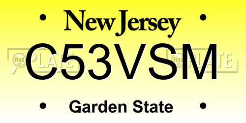 C53VSM New Jersey License Plate