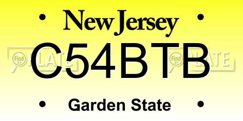 C54BTB New Jersey License Plate