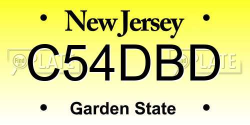 C54DBD New Jersey License Plate
