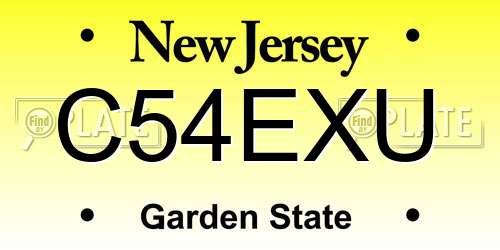 C54EXU New Jersey License Plate