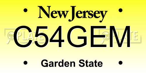 C54GEM New Jersey License Plate