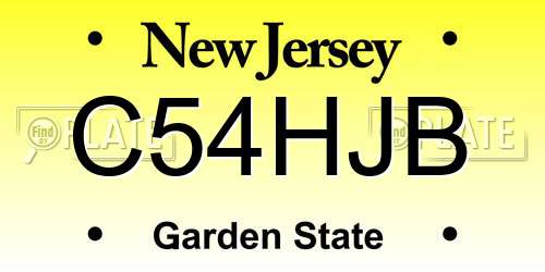 C54HJB New Jersey License Plate