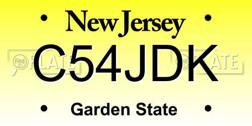 C54JDK New Jersey License Plate
