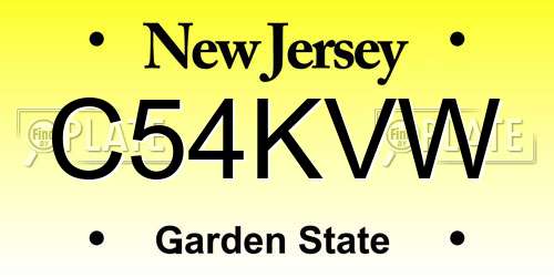 C54KVW New Jersey License Plate