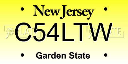 C54LTW New Jersey License Plate