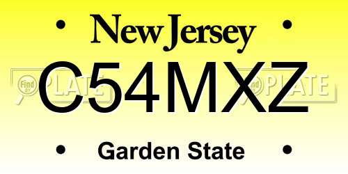 C54MXZ New Jersey License Plate