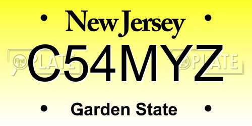 C54MYZ New Jersey License Plate