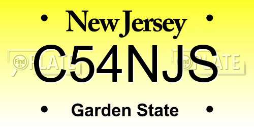 C54NJS New Jersey License Plate