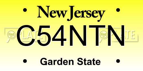 C54NTN New Jersey License Plate