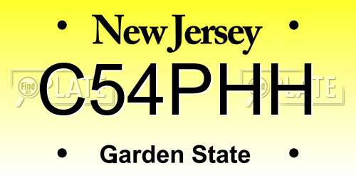 C54PHH New Jersey License Plate