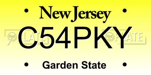 C54PKY New Jersey License Plate