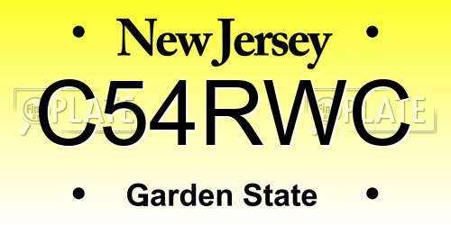 C54RWC New Jersey License Plate