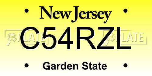 C54RZL New Jersey License Plate