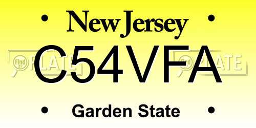 C54VFA New Jersey License Plate