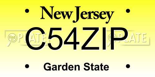 C54ZIP New Jersey License Plate