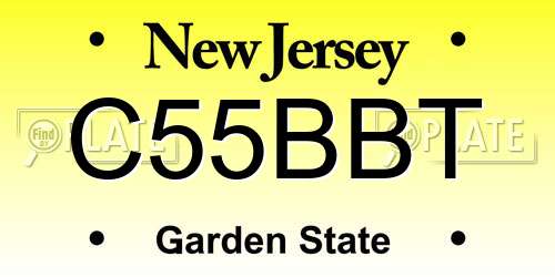 C55BBT New Jersey License Plate
