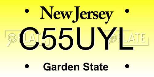 C55UYL New Jersey License Plate