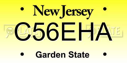 C56EHA New Jersey License Plate