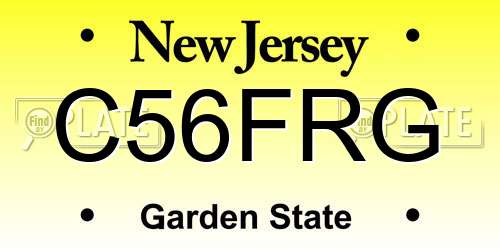 C56FRG New Jersey License Plate