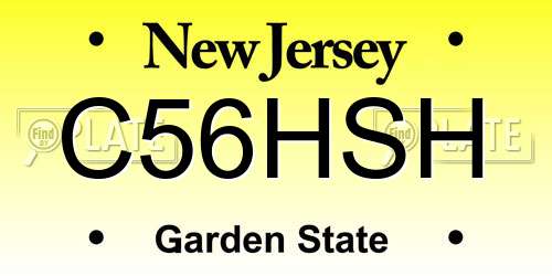 C56HSH New Jersey License Plate