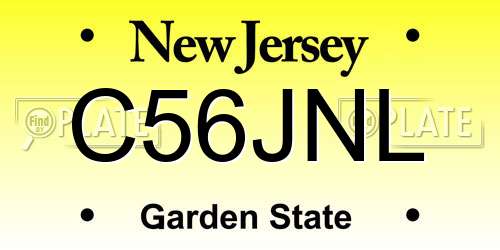 C56JNL New Jersey License Plate