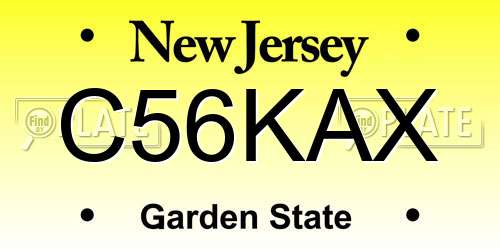 C56KAX New Jersey License Plate