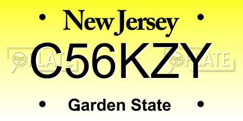C56KZY New Jersey License Plate