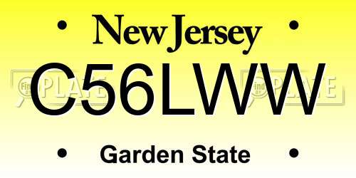 C56LWW New Jersey License Plate