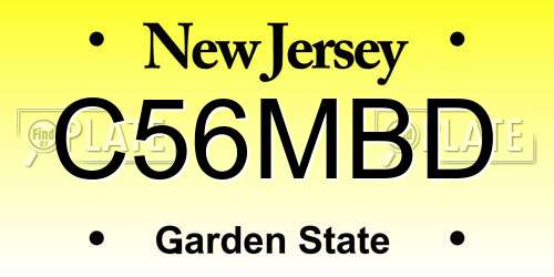 C56MBD New Jersey License Plate