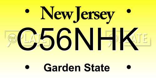 C56NHK New Jersey License Plate