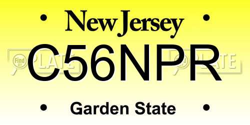 C56NPR New Jersey License Plate