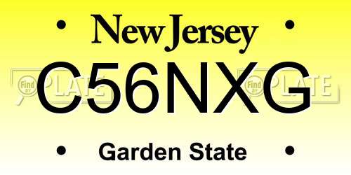 C56NXG New Jersey License Plate