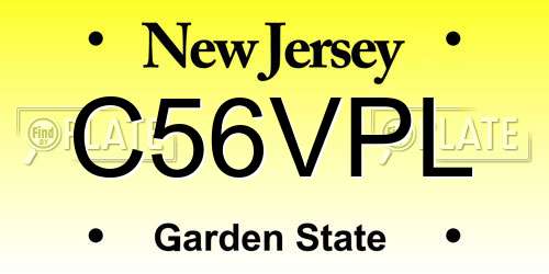 C56VPL New Jersey License Plate